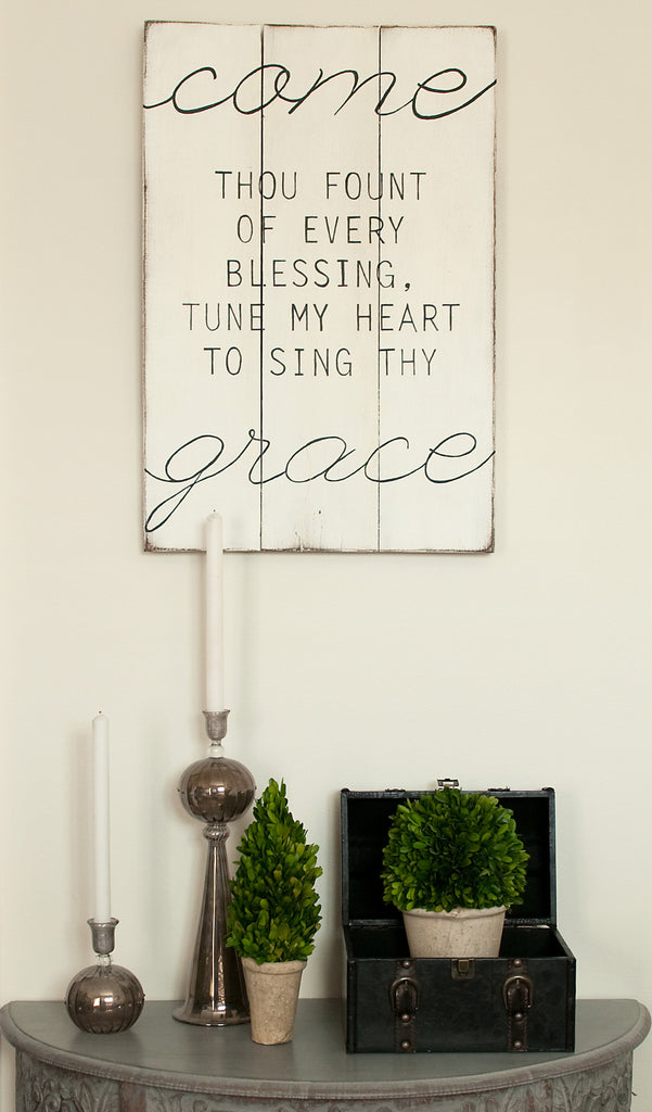 Come Thou Fount 17x26 Wood Sign