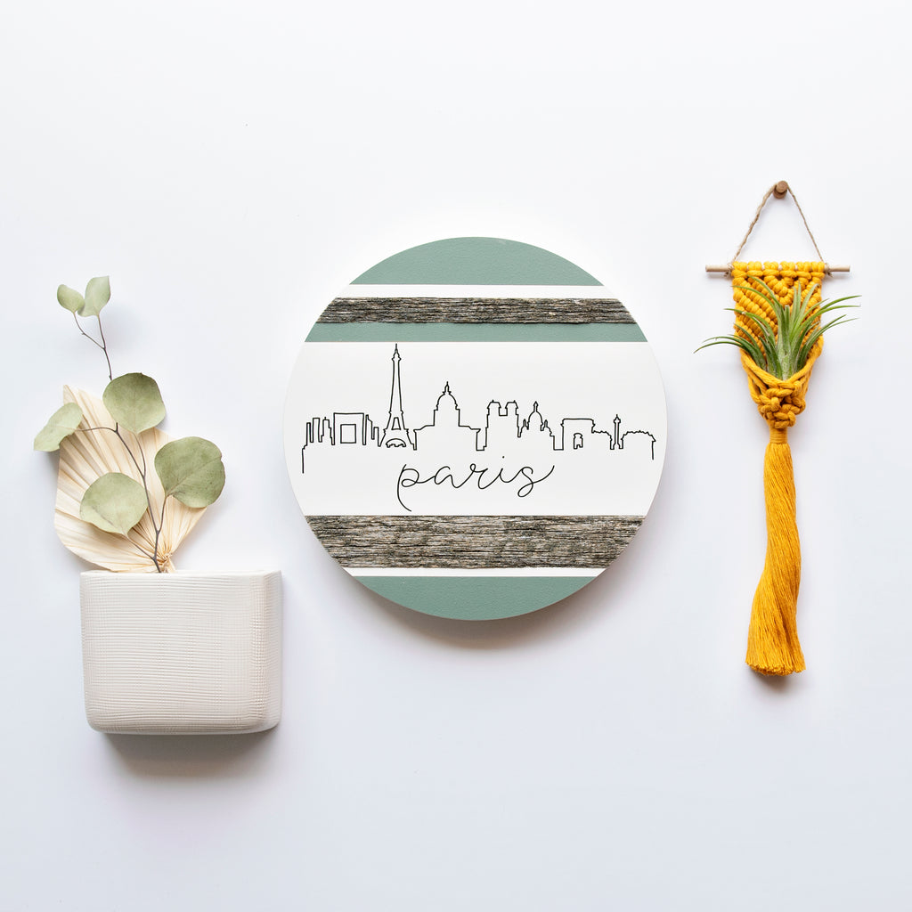 Paris Skyline :: Round Wood Sign
