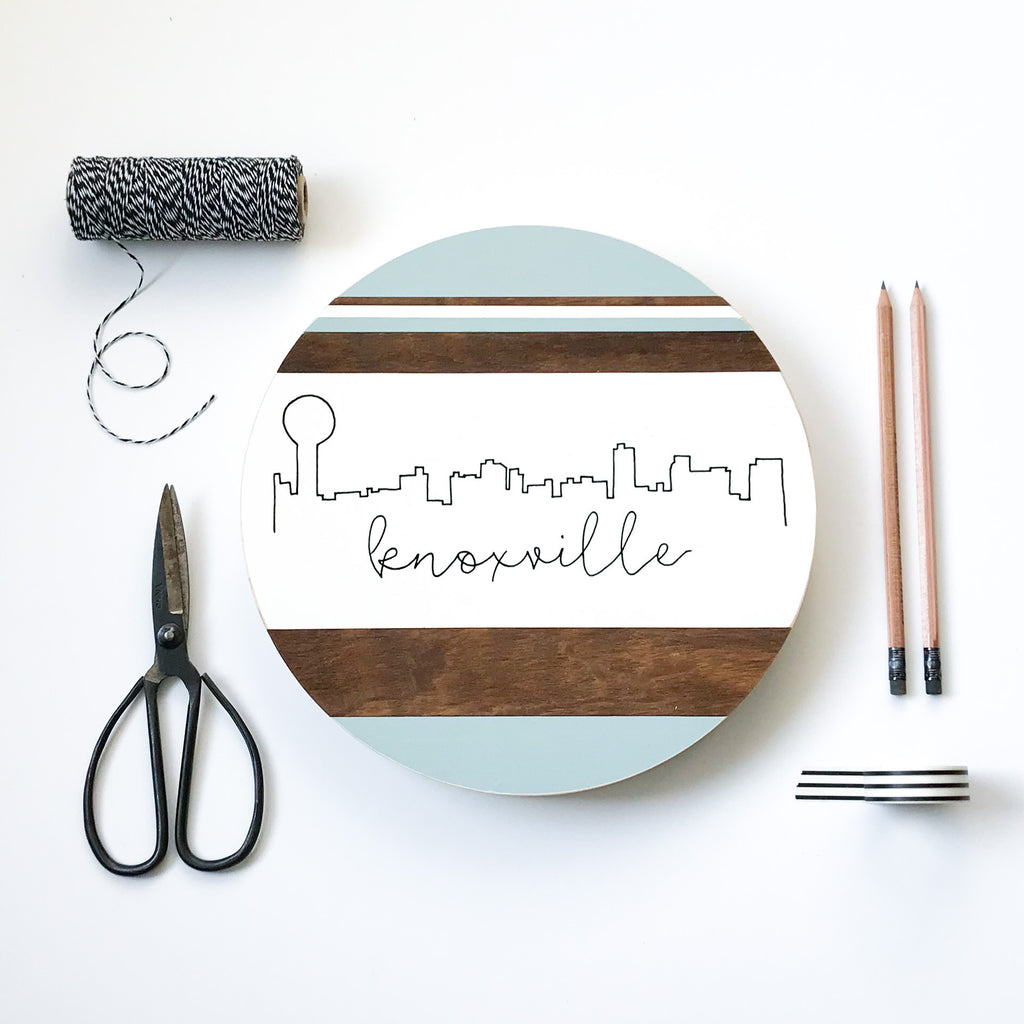 Knoxville Skyline :: Round Wood Sign
