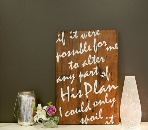 His Plan 17x26 Wood Sign