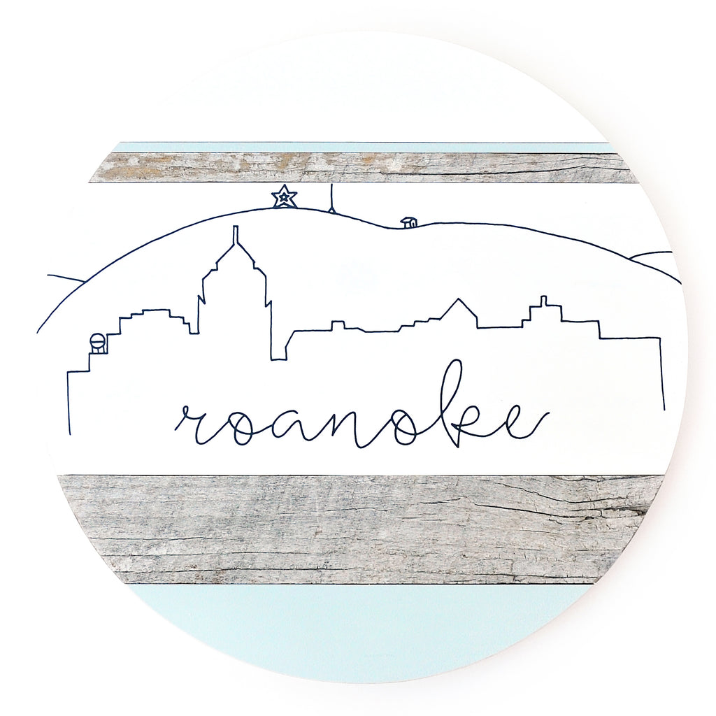 Roanoke Skyline :: Round Wood Sign