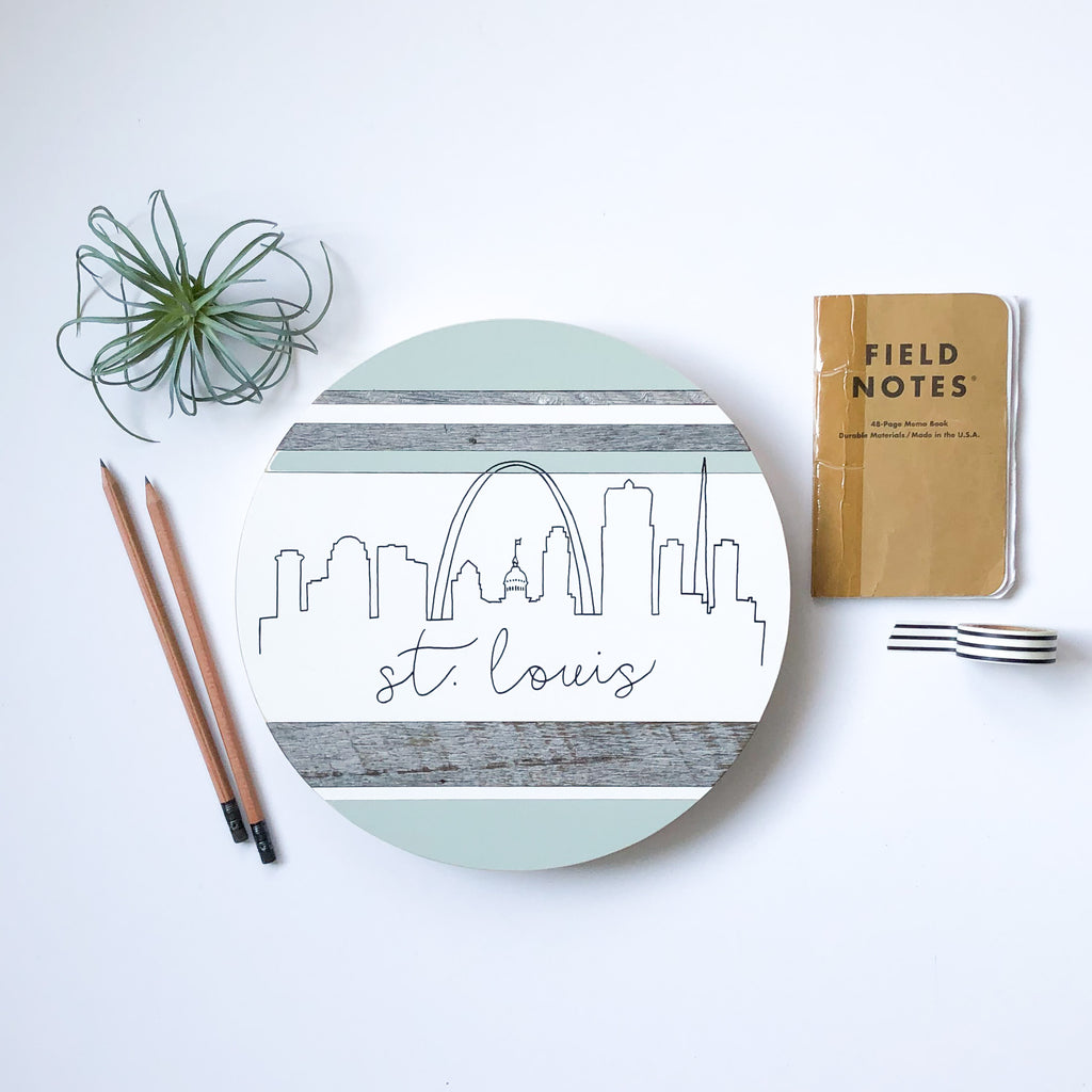St. Louis Skyline :: Round Wood Sign